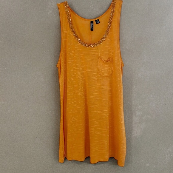 Relativity Flowy Knit Tank Top Sequin Detail Pocket Women Size Petite Medium HSH - Picture 2 of 7